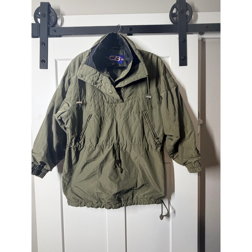 CB Sports Anorak Jacket Women L Sage Green Good Vintage 90s Gorpcore Pullover